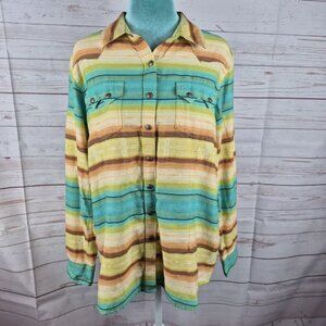 Ariat Real Mesmerizing Serape Womens Large Snap Up Shirt Western Cowgirl Rodeo